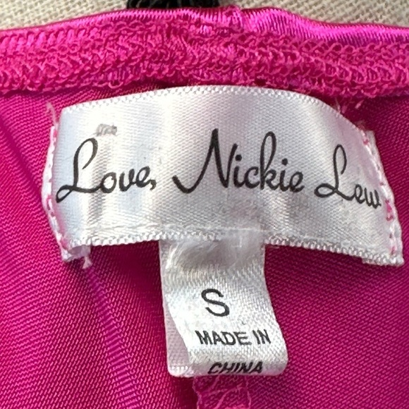 Love Nickie Lew Sleeveless Spaghetti Strap Side Ruched Midi Dress - Hot Pink -Sm - Picture 8 of 11